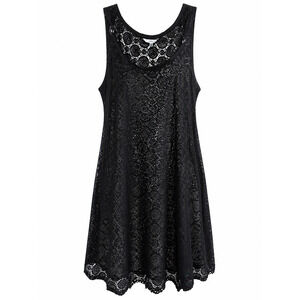 Black Sheer Lace Beach Cover Up Dark Fairy Goth Witchy Mesh Dress Size M